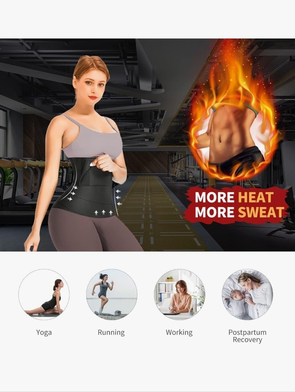 Bandage Wrap Waist Trainer Elastic Women's Black One Size 157 inches New - Picture 6 of 12